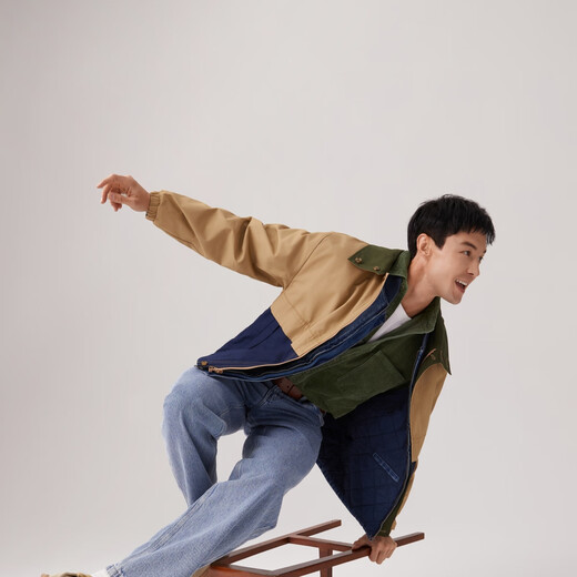 Levi's Levi's 25 new men's patchwork contrasting loose reversible Detroit jacket blue brown/green 001HW-0000 XL