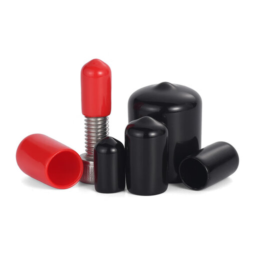 JINGGONG PVC cap round pipe sleeve black/red rubber thread protection plug soft-impregnated plastic insulation dust-proof seal inner diameter 10.0mm red (50 pcs)