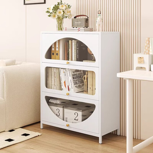 Yushili Steel Staubdichtes Bücherregal mit Glastüren Haushaltsaufbewahrungsschrank mehrschichtige bodengesteuertes Kinderbuchhandel Eisenschrank Weiß 5 Türen-Länge 600*Breite 350*Höhe 1695 mm