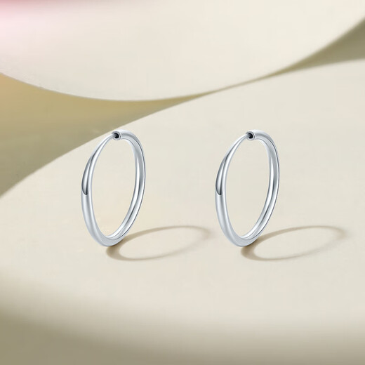 Saturday Fu PT950 platinum earrings for women, bright temperament, simple and versatile plain hoop earrings, one pair - 1.30g