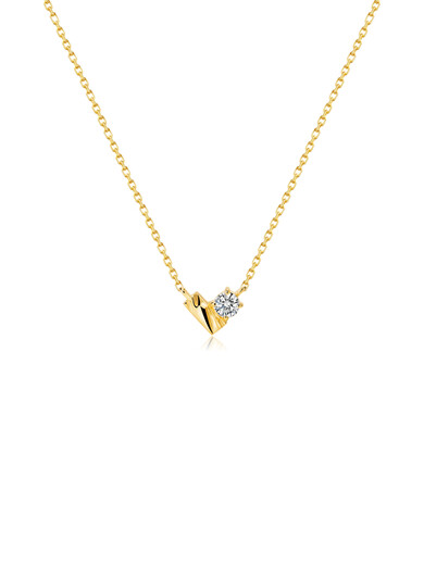 Kechu 18K gold love diamond necklace gold necklace jewelry light luxury laboratory real diamond gemstone for women 18K gold love color cultured diamond necklace-38+5cm