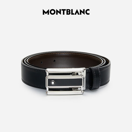 Montblanc Montblanc Placa rectangular Hebilla Hollow Hollow Black/Brown Cinturón de doble cara 3CM 114423 Regalos para el Día de San Valentín chino