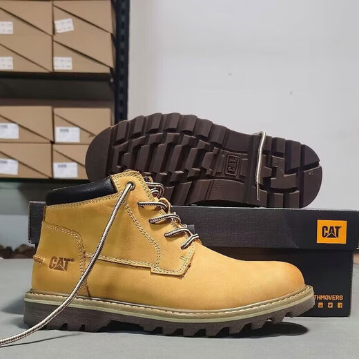 Chaussures pour hommes Carter Chaussures en plein air Resistants Martin Bottes Martin Mid-High Top Work Chaussures Classic Casual Yellow Boots Brown 39