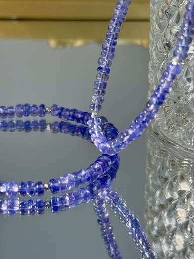 Li Shen natural tanzanite string translucent and sparkling, born for romance, 18K gold tanzanite double buckle bead string necklace bracelet double buckle bracelet