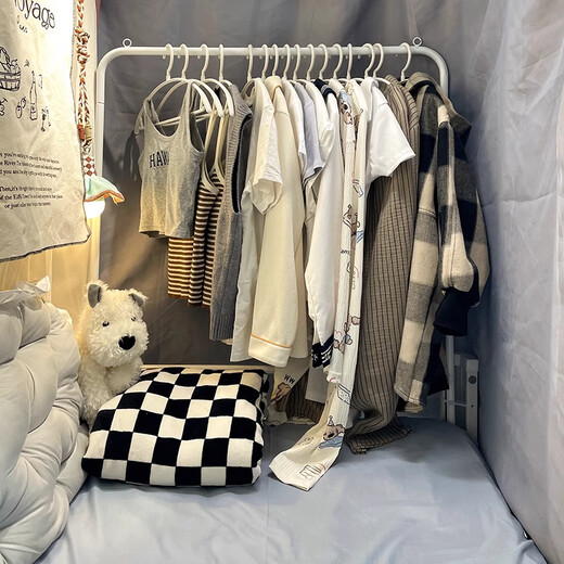 Muge dormitory bed clothes storage rack bedside clothes artifact clothes drying rod at night bedside storage upper bunk clothes hanger white bed coat rack