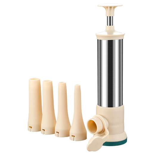 HUYO homemade sausage enema machine, household handmade children's sausage filling tool, food-grade pig casing meat filling artifact, four-mouth sausage enema, high barrel 28*7cm