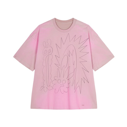 Camiseta de primavera y verano de tela Jnby/Jiangnan para mujeres Nuevos chinos cartoon dragón cuello redondo manga corta 14112560 690/polvo mixto l