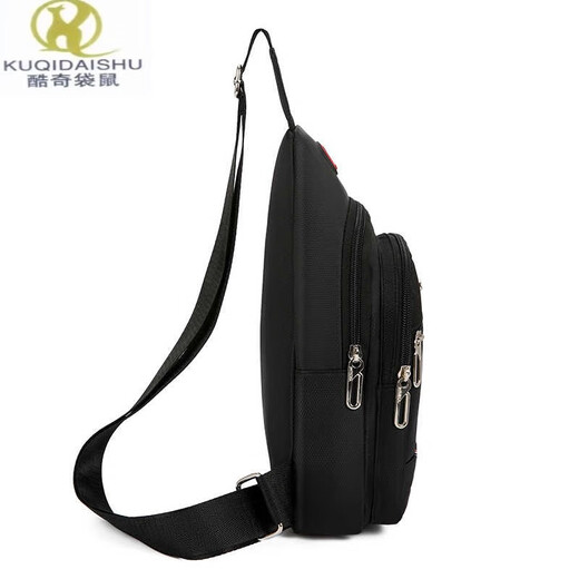 Kuqidaishu neuer Brusttasche Herrenbeutel One-Shoulder Crossbody Tasche Casual Crossbody Bag Oxford Stoff Brust Cross Bag Trendy Herrenbeutel 9905 großer Teller Schwarz