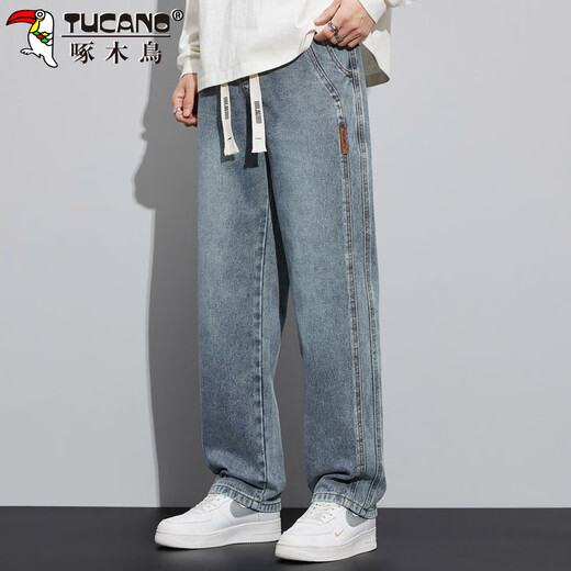 Woodpecker (TUCANO) jeans men's autumn and winter casual pants men's American fashion brand wide-leg straight trousers deep nostalgia L