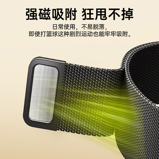 CangHua 适用华为手环8/9/10/NFC版表带磁吸米兰尼斯金属替换腕带表链huawei band八九十运动手环配件黑色