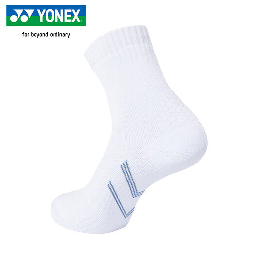 YONEX Yonex chaussettes de badminton absorbant la sueur respirant épaissi mi-tube couple chaussettes hommes 145105BCR blanc 2 paires