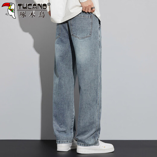 Woodpecker (TUCANO) jeans men's autumn and winter casual pants men's American fashion brand wide-leg straight trousers deep nostalgia L