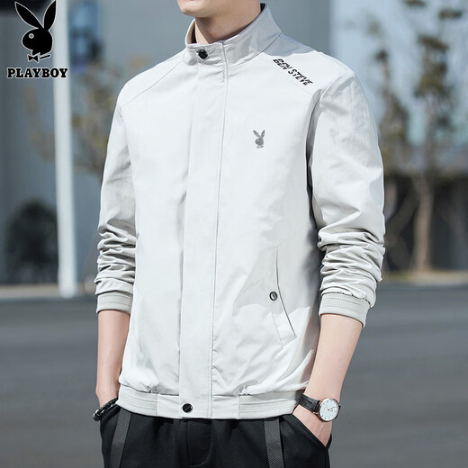 Playboy (PLAYBOY) Jacket Men's Jacket Men's Autumn and Winter Casual Stand Collar Trendy Top Clothes Khaki XL