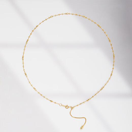 GIOIO Swarovski zirconium 18K golden fairy necklace for women sterling silver 925 plain chain laser beads plated k gold clavicle same style gold fairy chain 40+5cm adjustable