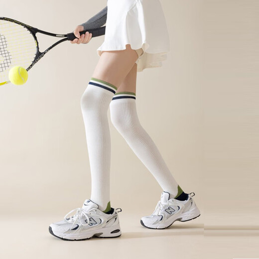 Huodiniao autumn and winter yoga socks professional non-slip women's Pilates over-the-knee compression socks indoor running fitness aerobics floor socks right-angle heel non-slip over-the-knee yoga socks-Navy Blue