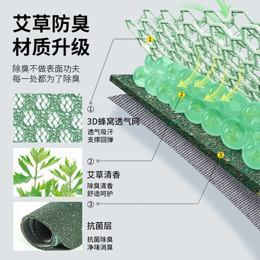 Bonnie family 5 pairs of mugwort deodorant insoles for men, breathable, sweat-absorbent, deodorant, sports shock-absorbing, soft elastic, long standing winter