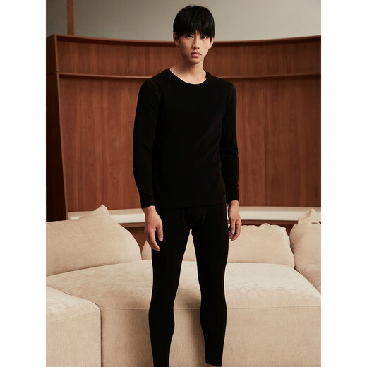 GXG Men's Autumn and Winter Thickened Warm Bottoming Cotton Wool Pants High Elasticity Unrestricted Slim Single Pants Black L