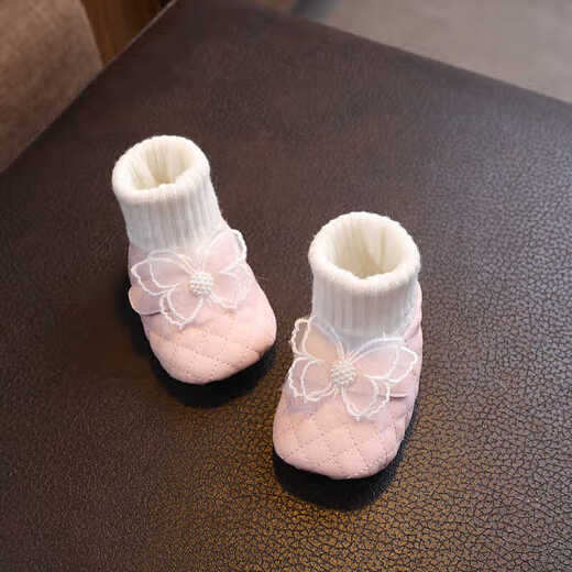 G.DUCKKIDS小黄鸭婴幼儿春秋季可爱蝴蝶鞋子袜宝宝护脚软底学步鞋防掉防滑鞋 粉色蝴蝶pu皮【春秋夹棉袜鞋HN】 11 内长cm(建议0-4个月)