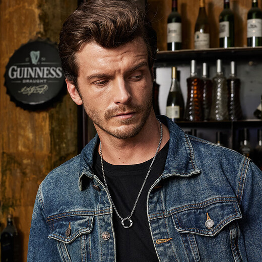 IDEAGEMER Bian Tianyang's same style Möbius ring necklace men's high-end pendant birthday gift for boyfriend Black diamond Möbius ring necklace 55+5CM