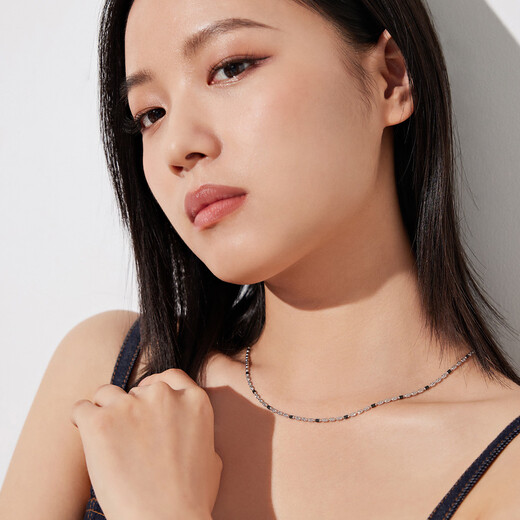 Lukfook Jewelry platinum necklace platinum 950 electric black two-color diamond chain priced at GJP0001DS about 9.03 grams
