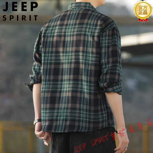 
JEEP SPIRIT American retro plaid long-sleeved shirt for men and women spring and autumn 2025 new loose Korean work shirt jacket trend K12108 white XL