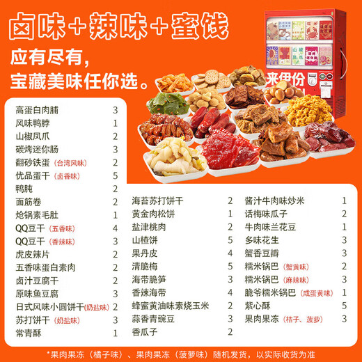 来伊份新鲜零食礼盒礼包解馋追剧朋友聚会卤味礼盒送女友圣诞节礼物 畅快吃肉多肉聚汇礼盒1483g