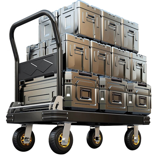 CLCEY thickened flatbed truck portable hand-pull truck decoration cart foldable promotion truck 60*403 125*756 inch nylon wheel