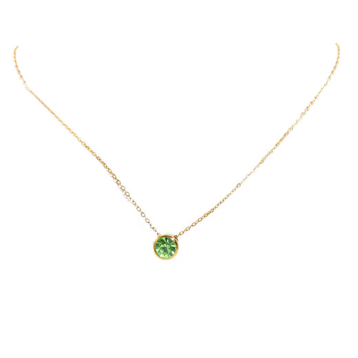 GIOIO Swarovski Zirconium DD Happy Reunion and Forward White Baihe Necklace Green Single Diamond Clavicle Chain Exquisite and Versatile Same Style