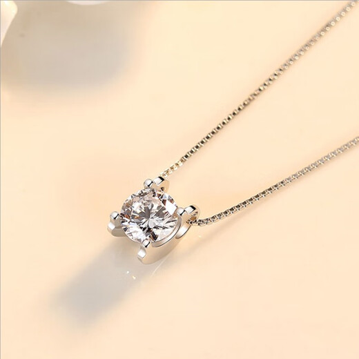 Olevo Moissanite diamond necklace 18K gold white bull head pendant clavicle chain PT950 platinum 1 carat 2 carat neck necklace 18K gold white pendant + chain main diamond 2 carats