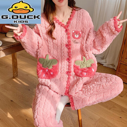 G.DUCKKIDS小黄鸭哺乳睡衣秋冬款月子服10月份12冬季珊瑚绒加厚可外穿产后孕 MY-9913 L【建议90-120斤穿】