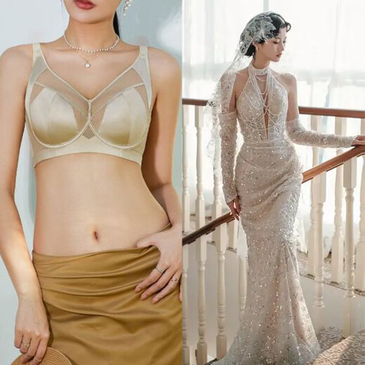 Victoria Palace Large Size French Sexy Underwear Breathable Big Breast Makes Smaller Push-up Adjustable Secondary Breast Reduction Anti-Sagging Bra Purple Red 40/90CDE Full Cup