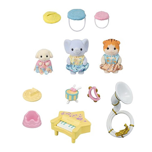 Sylvanische Familien Japanische Versionskonzertset, Spielzeugpuppen -Set spielen, Geburtstagsgeschenk für Kinder