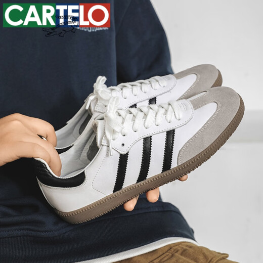 卡帝乐鳄鱼（CARTELO）真皮大码男鞋德训鞋45码运动鞋46训练休闲47跑步夏季鞋子48小白鞋 白灰9715 40