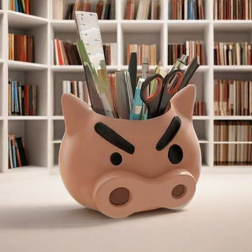 Miaofan creative pen holder desktop ornaments for children to send teacher handicrafts stationery storage box cute cartoon pig student yellow [fatty]
