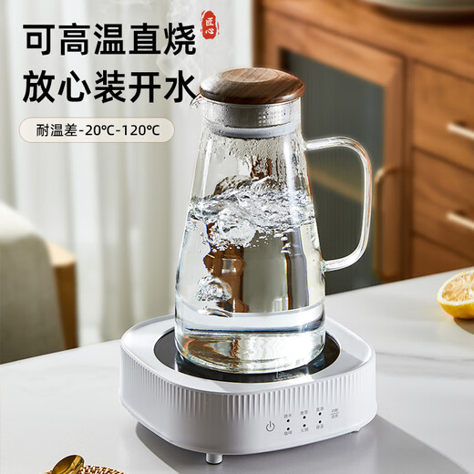 GERTHRON German brand high temperature resistant glass household hospitality tea cup high-end green tea cup water cup set for personal use transparent wooden handle cup (460ML) * 6 + cup holder + tray (portable)