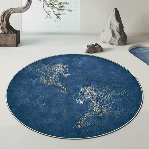 9740人收藏新中式圆形地毯客厅茶几毯中国风卧室床边毯吊篮地垫防 琴忆挽梦 直径1.6米