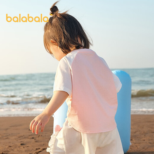 Balabala baby t-shirt baby tops girls clothes boys short sleeves 2025 new summer clothes cute and cute dream pink 60334 120