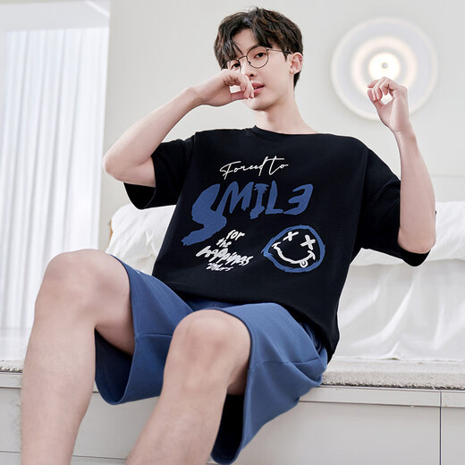 Yuyiwei Pajamas Boy Summer Coton Pure Coton Short Shorts Cartoon Cartoon Étudiant adolescent mignon Loose plus taille mince DMY6621 M Petite taille M hauteur 155 Poids 80-90 Jin [Jin est égal à 0,5 kg]