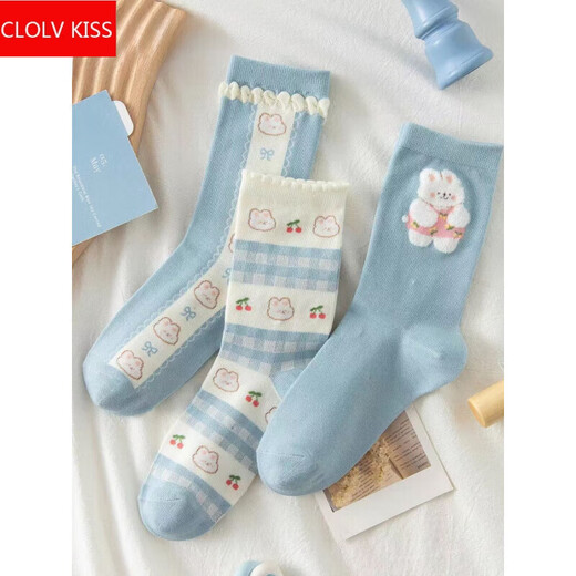 clolv kiss2025新款袜子女士中筒袜春秋冬季存棉可爱日系复古堆堆袜ins潮袜 12804 均码 (35-40码)，买2组减五元