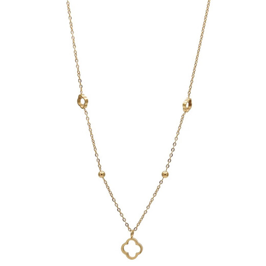 DYN18k gold hollow four-leaf clover necklace for women 2024 new light luxury clavicle chain pendant for girlfriend and best friend hollow four-leaf clover necklace 40+5