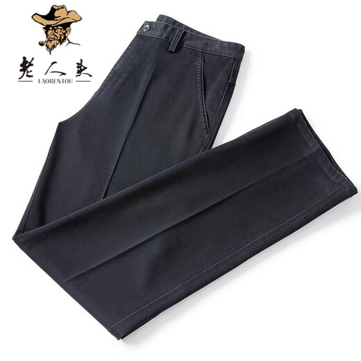 Alte Mannes Kopfjeans Herren Sommer dünne lose lockere Wash-Waschhüge Geschäfte lässig junge und mittlere Hosen im mittleren Alter Herren-Trend Ig3892 Black 33