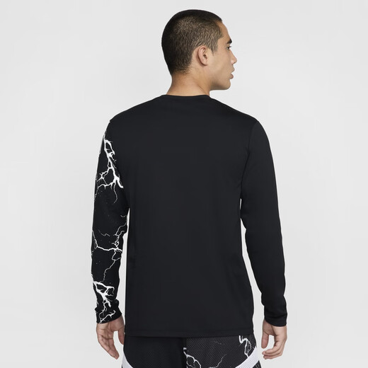 Nike (NIKE) oficial JA Morant camiseta de baloncesto de manga larga de secado rápido con protección solar para hombre verano HJ3892 010 negro/blanco XL