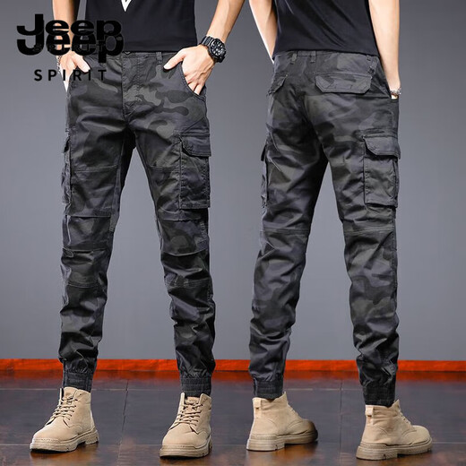 Jeep (Jeep) Herbst Baumwolle Tarnung Arbeiten Hose Lose Beine amerikanische Frühlings- und Herbst -Freizeithosen Vatertag Geschenkkleidung [Fleece Fleece] 692b Camouflage Khaki verdickt 33 (Taillenumfang 2 Fuß 6)