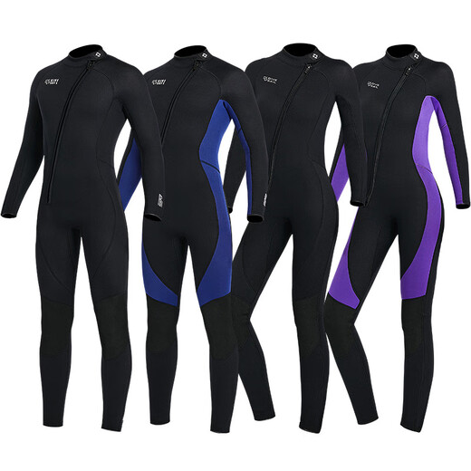 DIVE&SAIL long-sleeved one-piece wetsuit 3MM wet suit for men and women, surf suit for couples, warm and cold snorkeling, winter swimsuit, wet suit, men's black 3XL XXX