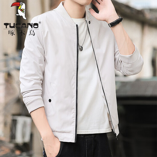 Woodpecker (Tucano) Chaqueta masculina Spring y Autumn Nuevo uniforme de béisbol corto de béisbol sólido versátil versátil versión coreana chaqueta juventud versátil k12109 negro 2xl