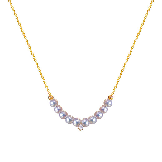 Floating Lotus Seawater Pearl Necklace Pendant Smiling Clavicle Chain Perfect Round Extremely Bright Small Pearl Necklace 405 Extension Chain 45m 4-5mm