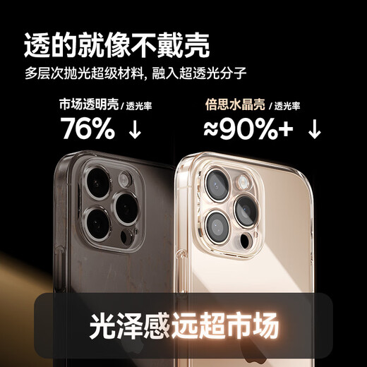 倍思【真不发黄丨冰晶散热】适用苹果14pro手机壳iphone14pro保护套保护套超薄透明镜头全包防摔男女款