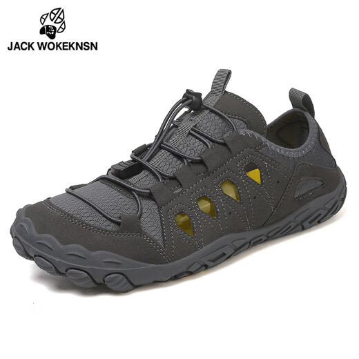 JACK WOKEKNSN Wolf Claw Cloud Outdoor Hiking Shoes Women's Wear-Resistant Non-Slip Soft Sole Couples Men's Summer Breathable Wading Shoes Fishing Beach Dew Black Counter Genuine 43