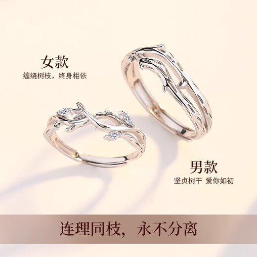 DRIG ring couple ring men and women sterling silver 2025 new light luxury proposal confession wedding anniversary birthday gift for women with branches ring light luxury gift box