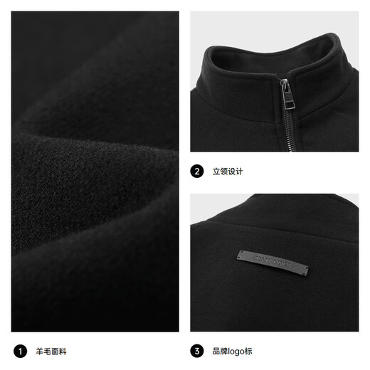Septwolves wool-containing executive jacket men's anti-static stand collar business casual men's warm and comfortable men's jacket 001 (black) 2XL 180/96A